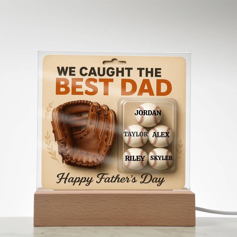 🧢 I caught the Best Dad Action Figure Acrylic LED Plaque