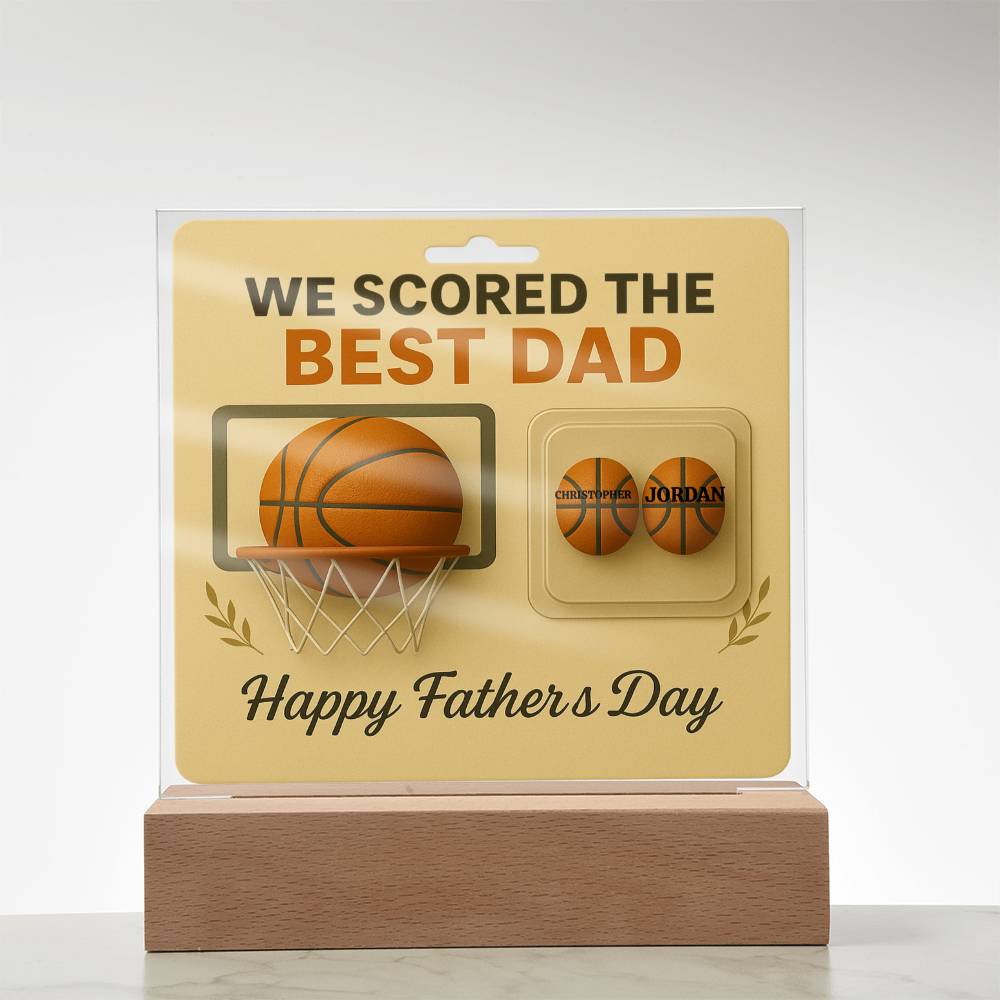 🏀We Scored The best Dad Action Figure - Acrylic Square LED Plaque