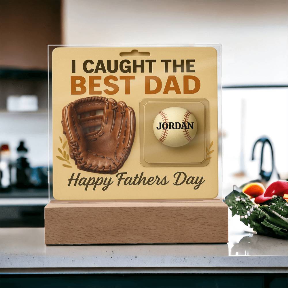 🧢 I caught the Best Dad Action Figure Acrylic LED Plaque