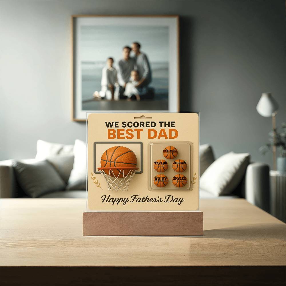 🏀We Scored The best Dad Action Figure - Acrylic Square LED Plaque