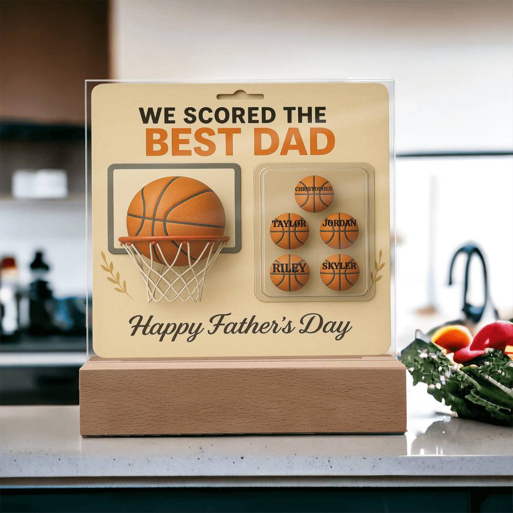 🏀We Scored The best Dad Action Figure - Acrylic Square LED Plaque