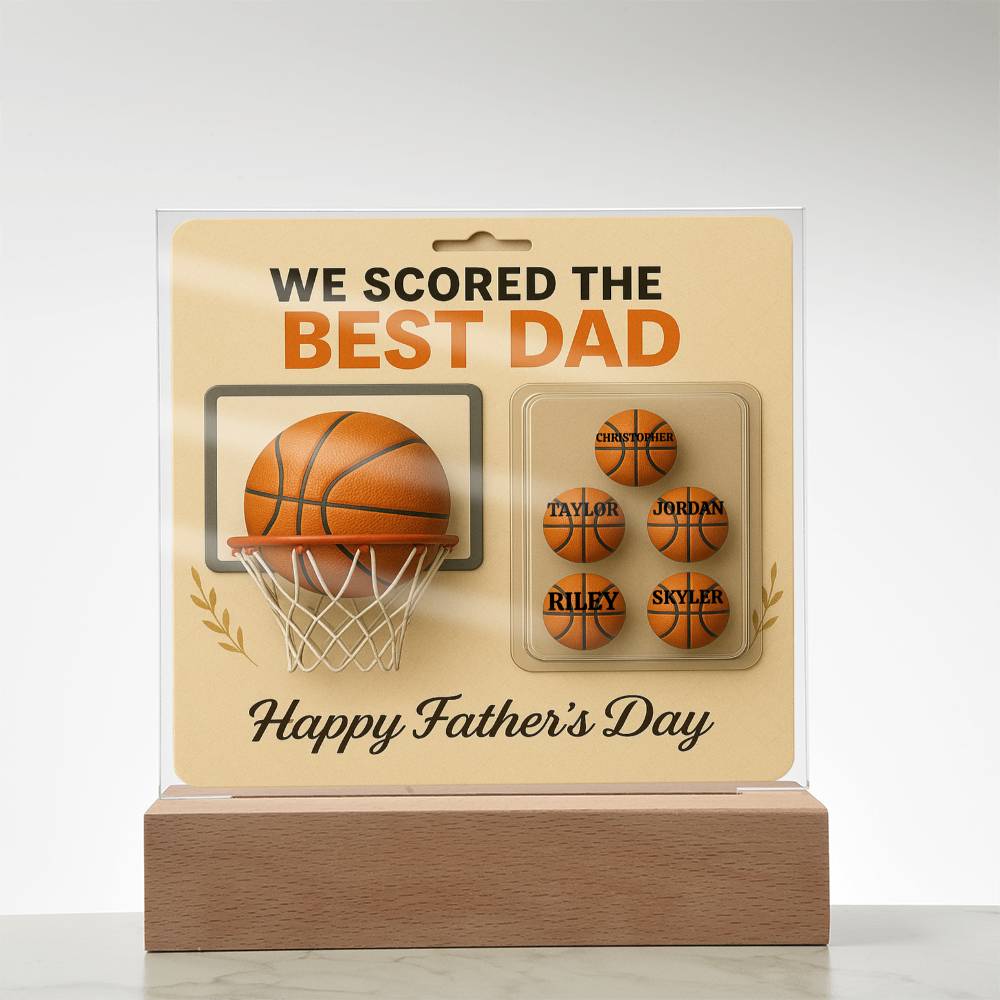 🏀We Scored The best Dad Action Figure - Acrylic Square LED Plaque