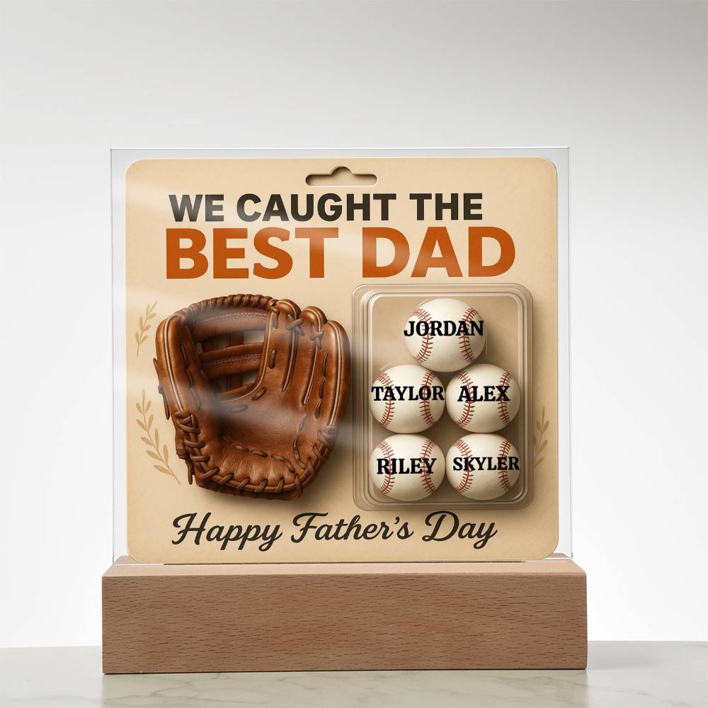 🧢 I caught the Best Dad Action Figure Acrylic LED Plaque