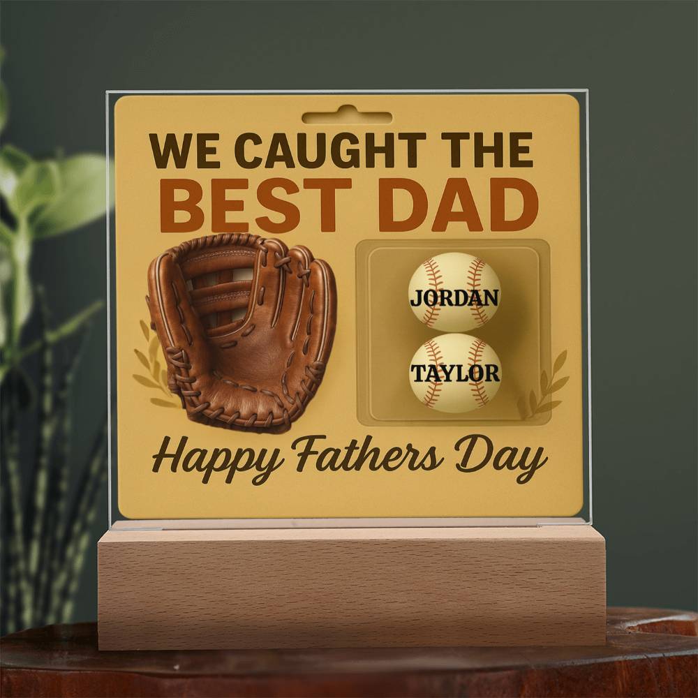 🧢 I caught the Best Dad Action Figure Acrylic LED Plaque