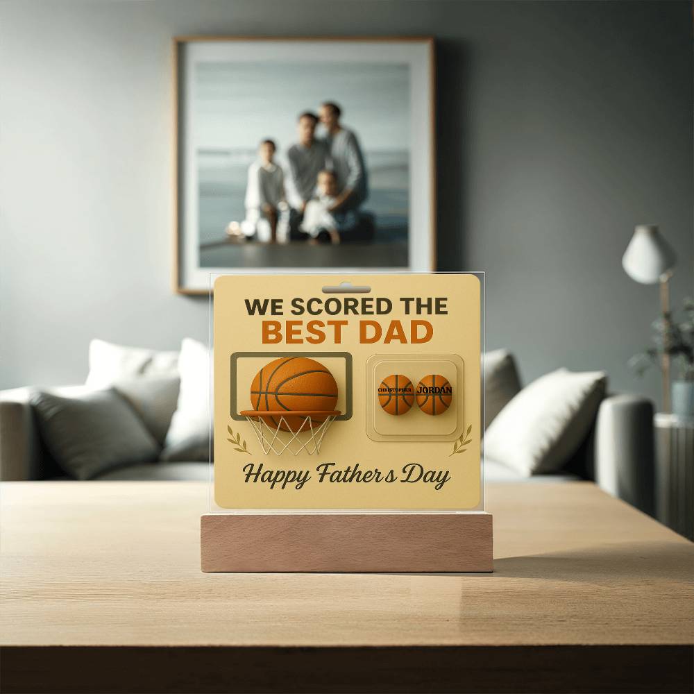 🏀We Scored The best Dad Action Figure - Acrylic Square LED Plaque