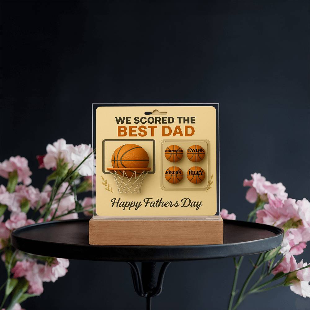 🏀We Scored The best Dad Action Figure - Acrylic Square LED Plaque