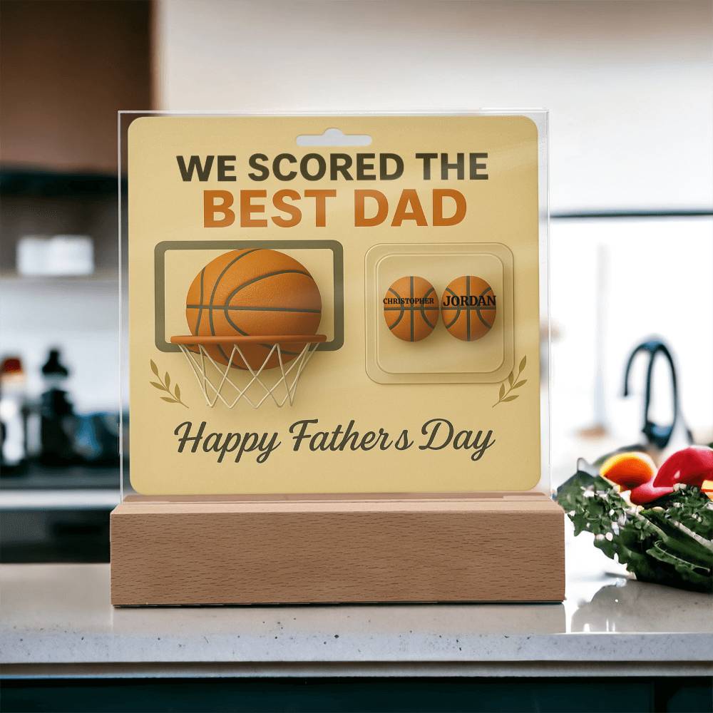 🏀We Scored The best Dad Action Figure - Acrylic Square LED Plaque