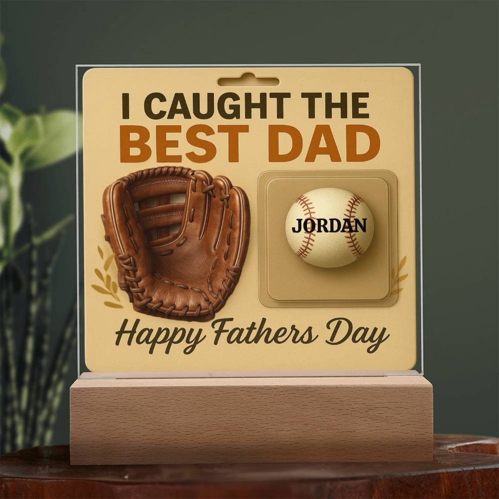 🧢 I caught the Best Dad Action Figure Acrylic LED Plaque