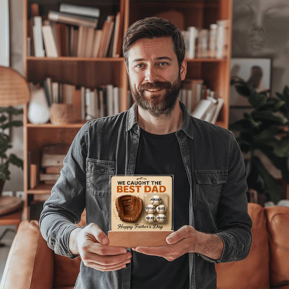 🧢 I caught the Best Dad Action Figure Acrylic LED Plaque