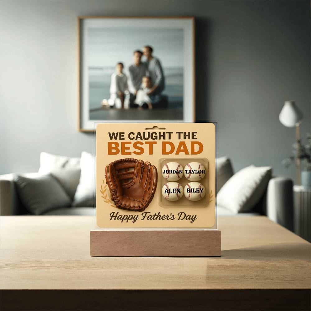 🧢 I caught the Best Dad Action Figure Acrylic LED Plaque