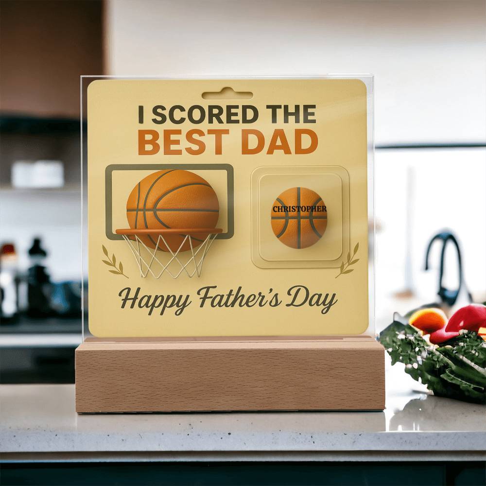 🏀We Scored The best Dad Action Figure - Acrylic Square LED Plaque