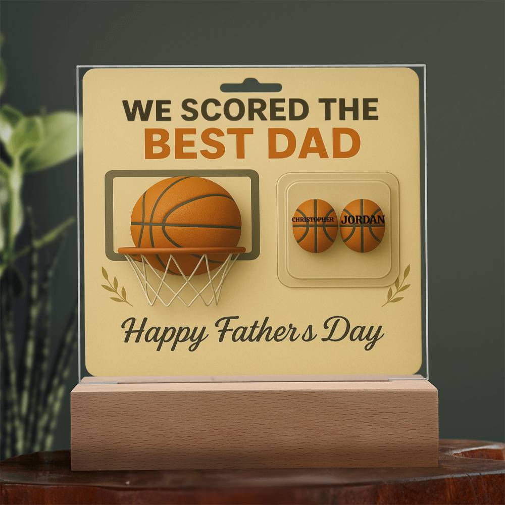 🏀We Scored The best Dad Action Figure - Acrylic Square LED Plaque