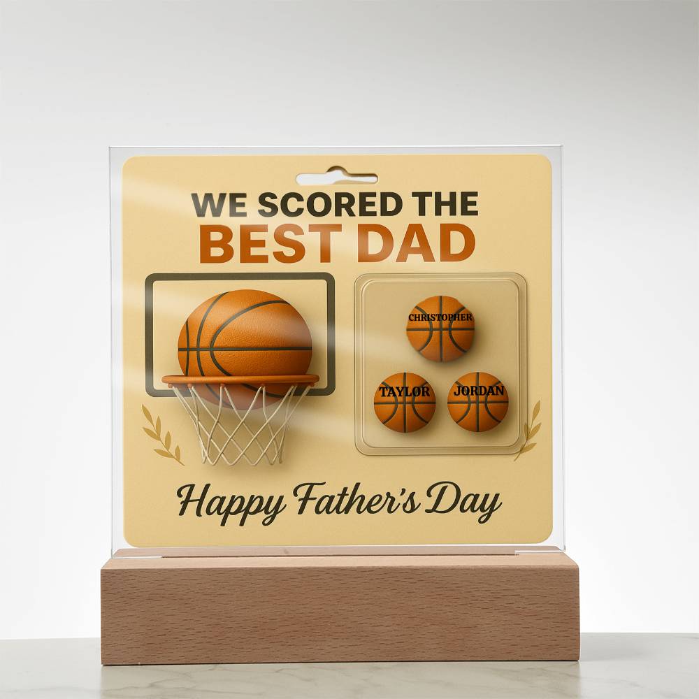 🏀We Scored The best Dad Action Figure - Acrylic Square LED Plaque