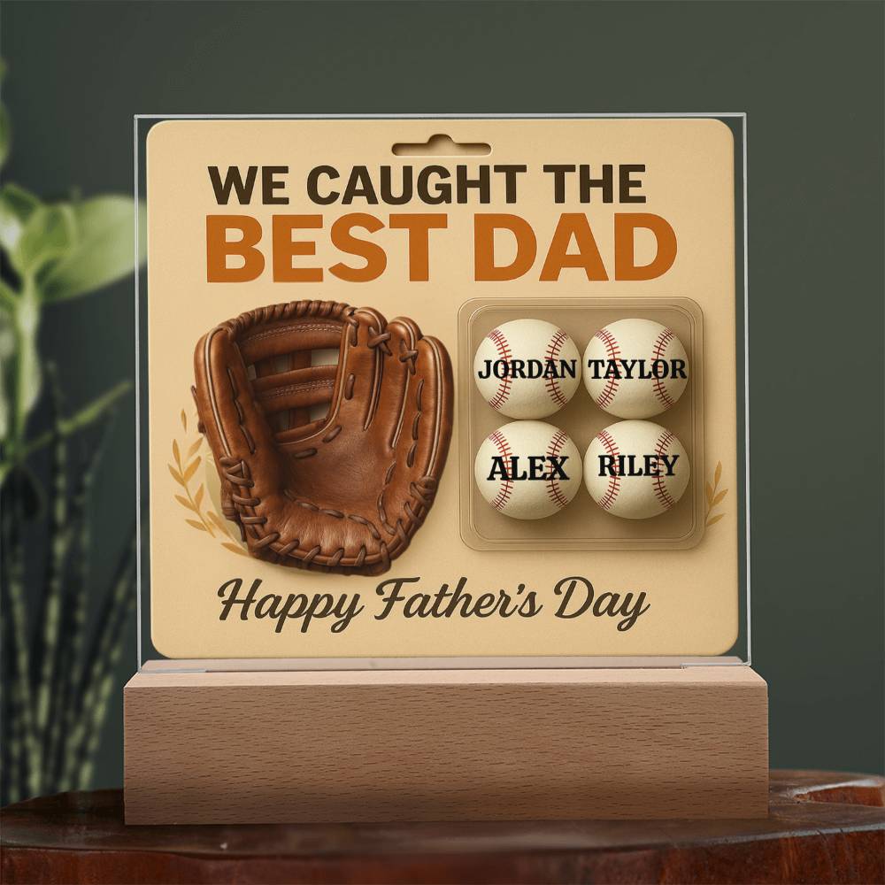 🧢 I caught the Best Dad Action Figure Acrylic LED Plaque