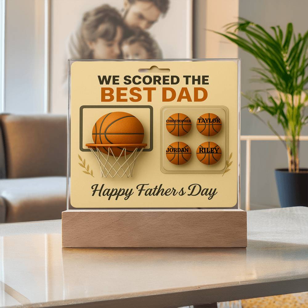 🏀We Scored The best Dad Action Figure - Acrylic Square LED Plaque