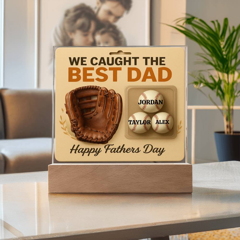 🧢 I caught the Best Dad Action Figure Acrylic LED Plaque