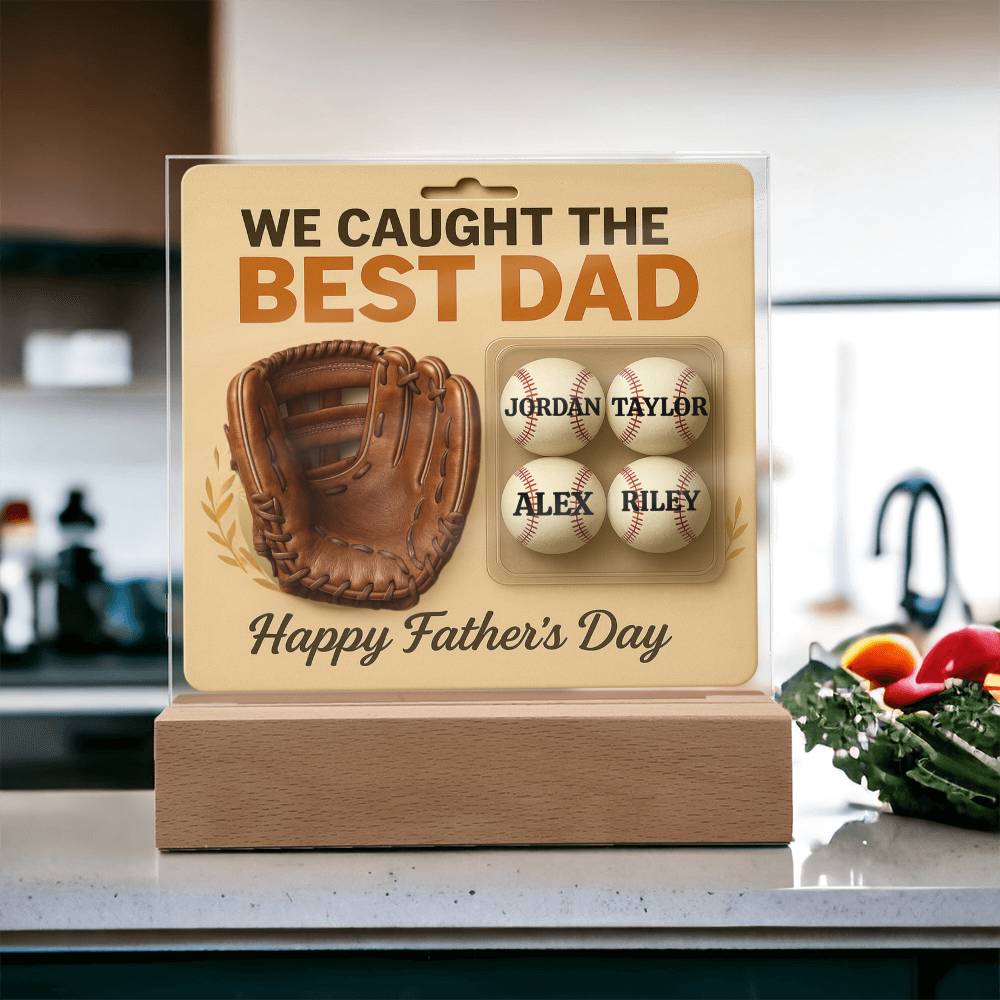 🧢 I caught the Best Dad Action Figure Acrylic LED Plaque