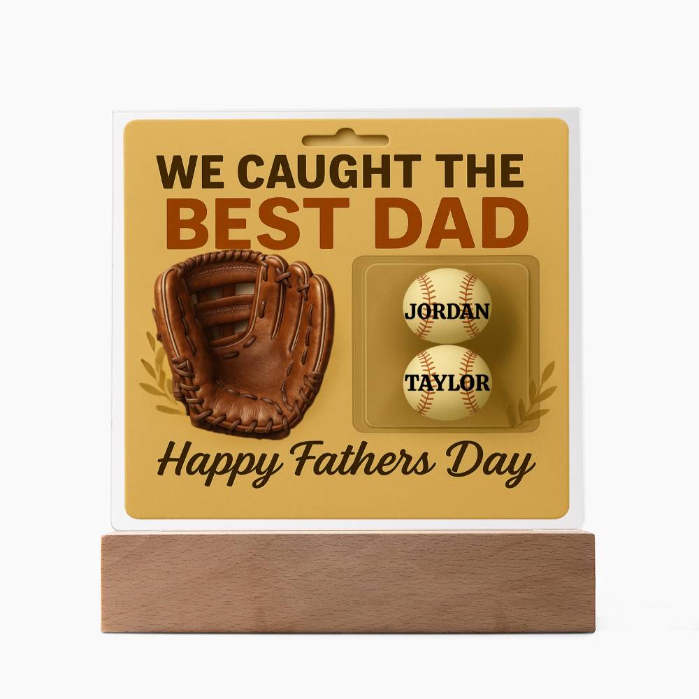 🧢 I caught the Best Dad Action Figure Acrylic LED Plaque