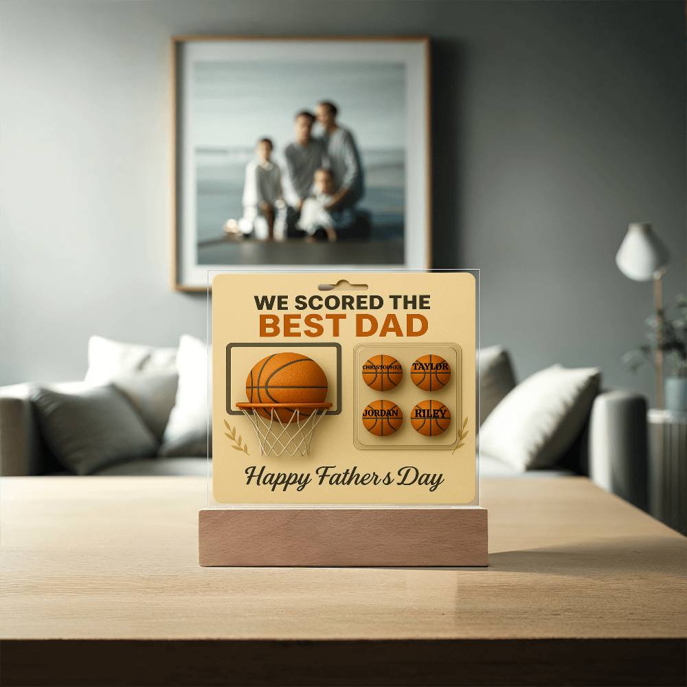 🏀We Scored The best Dad Action Figure - Acrylic Square LED Plaque