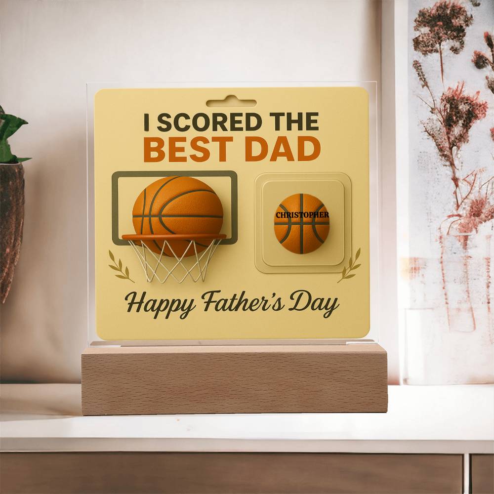 🏀We Scored The best Dad Action Figure - Acrylic Square LED Plaque