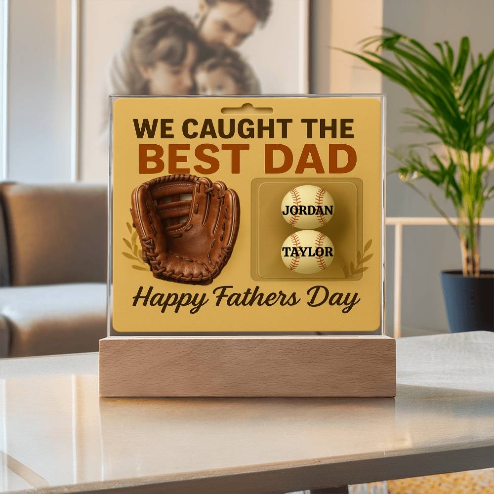 🧢 I caught the Best Dad Action Figure Acrylic LED Plaque