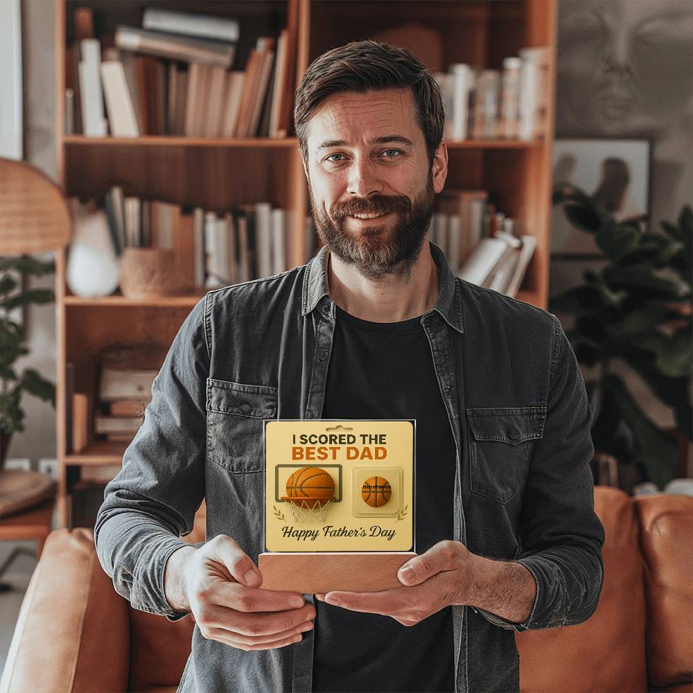 🏀We Scored The best Dad Action Figure - Acrylic Square LED Plaque
