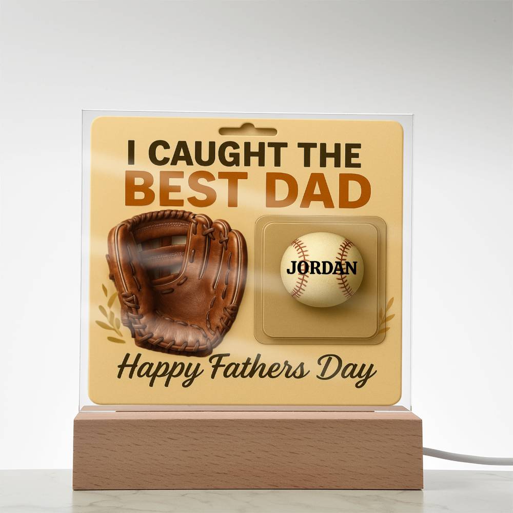 🧢 I caught the Best Dad Action Figure Acrylic LED Plaque