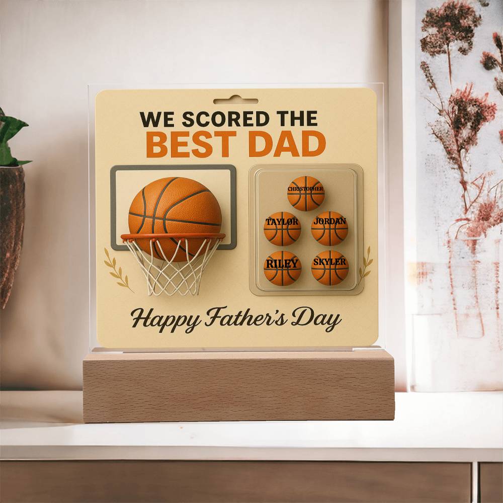 🏀We Scored The best Dad Action Figure - Acrylic Square LED Plaque