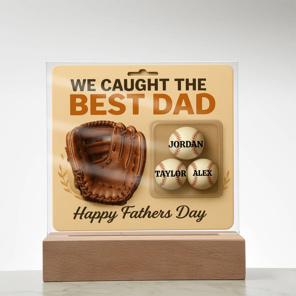 🧢 I caught the Best Dad Action Figure Acrylic LED Plaque