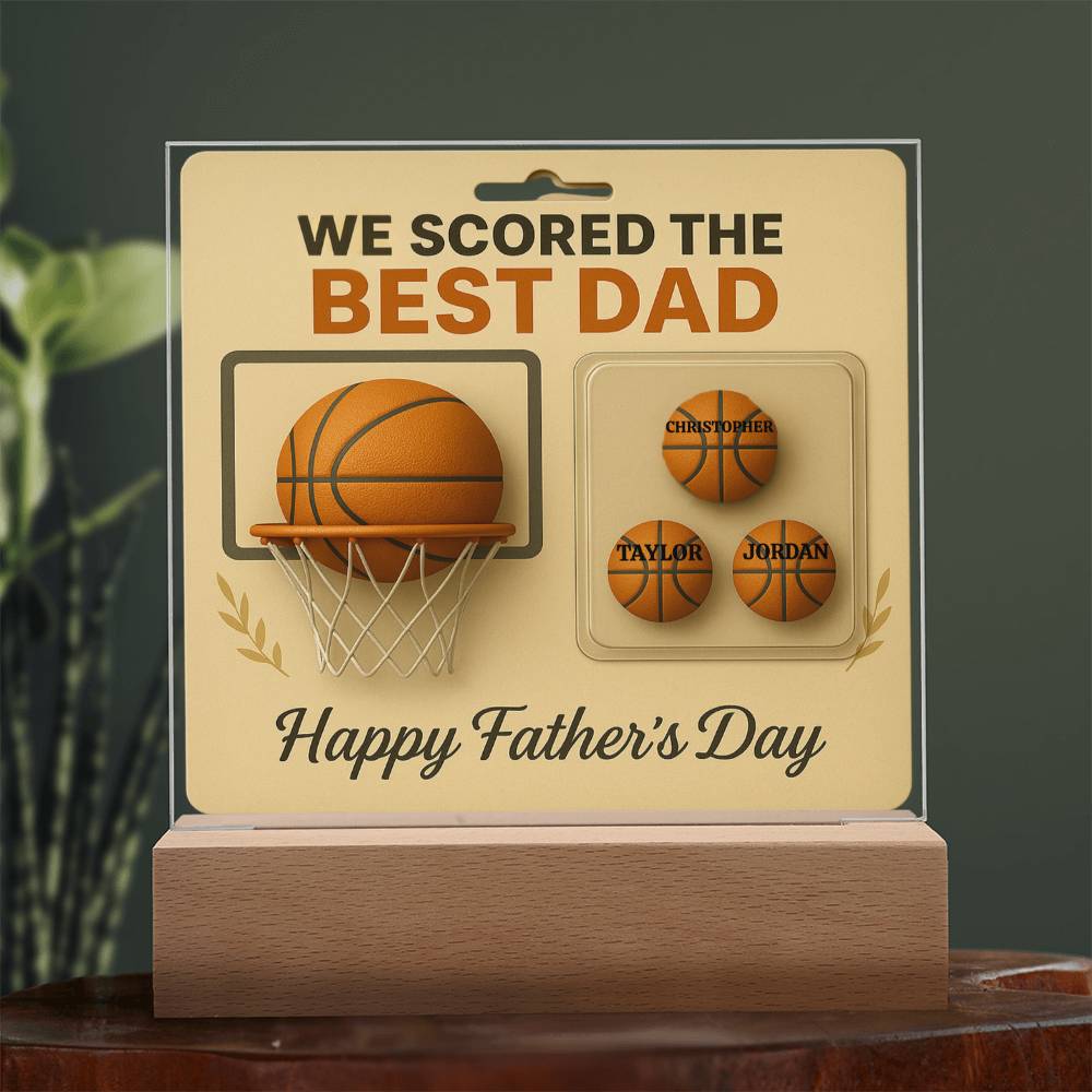 🏀We Scored The best Dad Action Figure - Acrylic Square LED Plaque