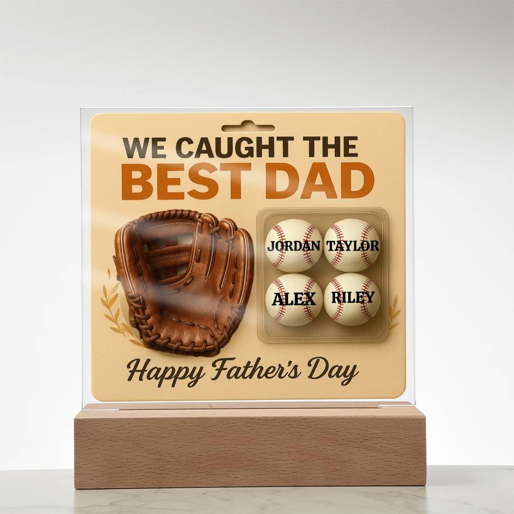 🧢 I caught the Best Dad Action Figure Acrylic LED Plaque