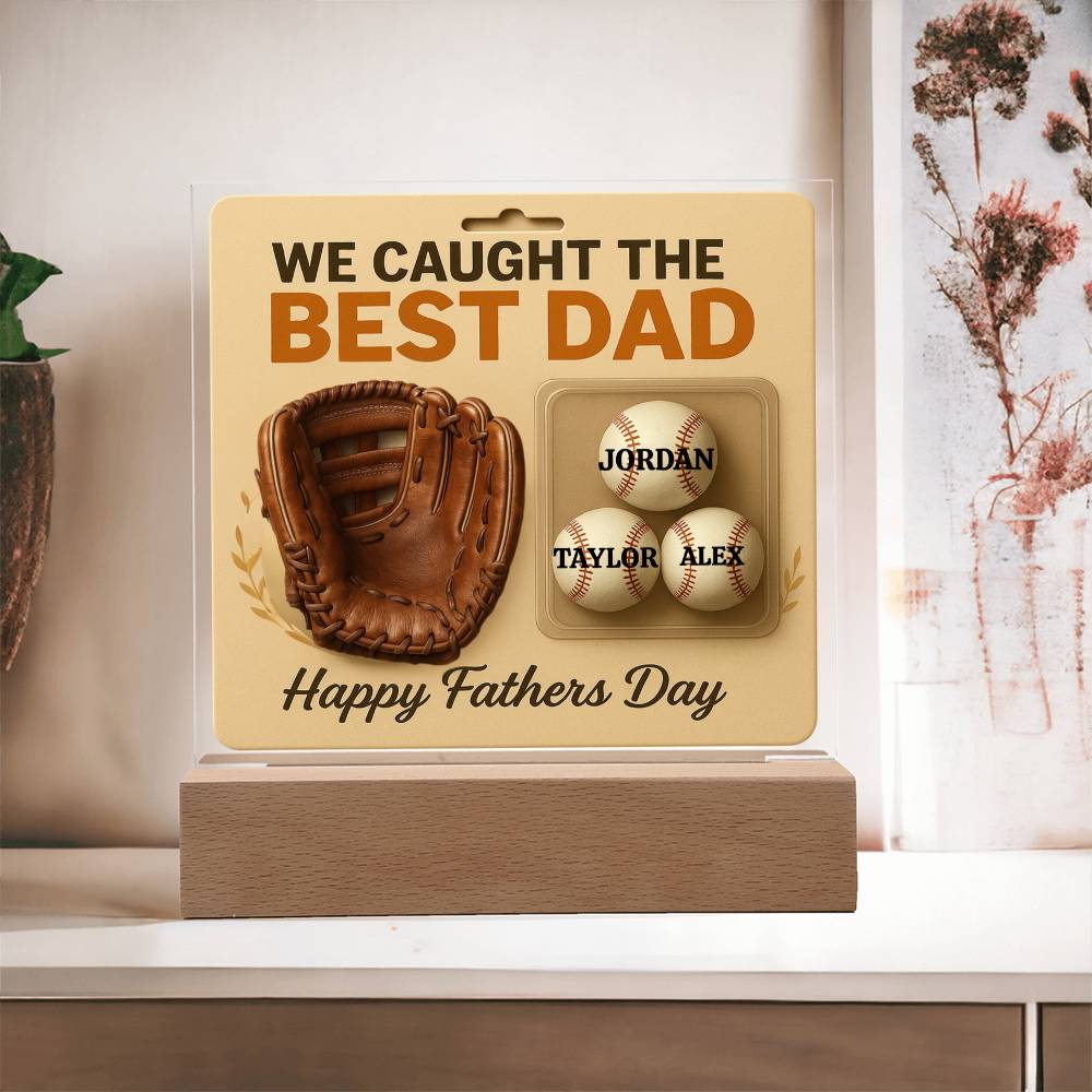 🧢 I caught the Best Dad Action Figure Acrylic LED Plaque
