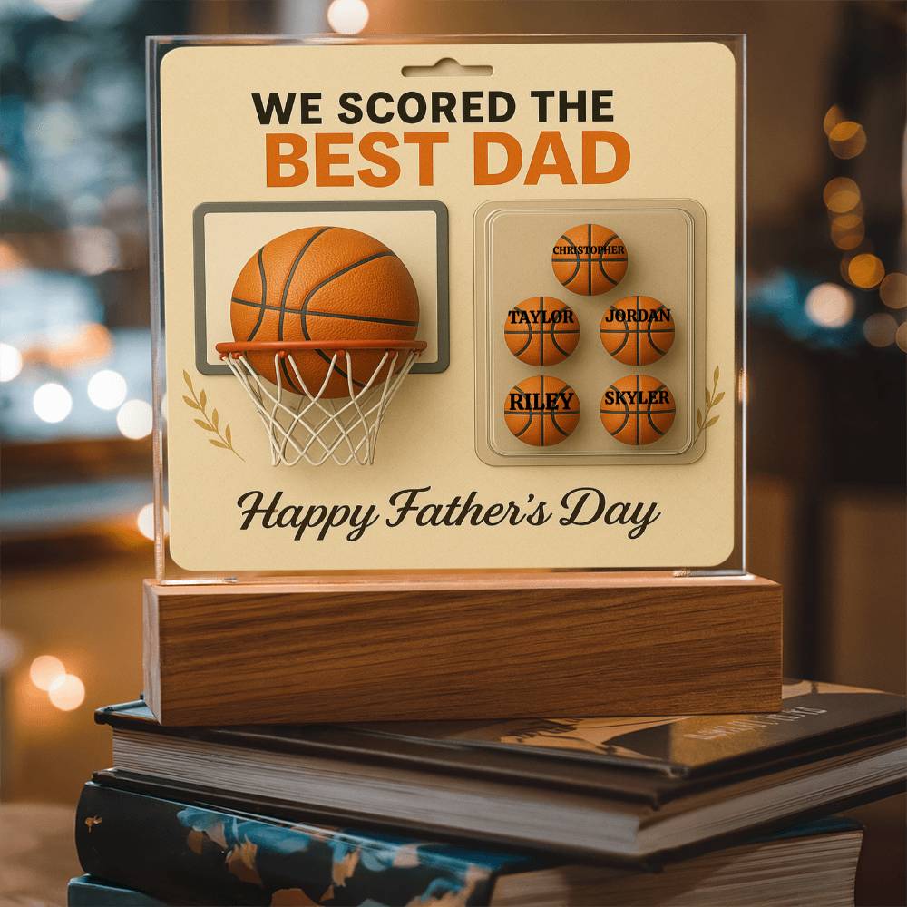 🏀We Scored The best Dad Action Figure - Acrylic Square LED Plaque