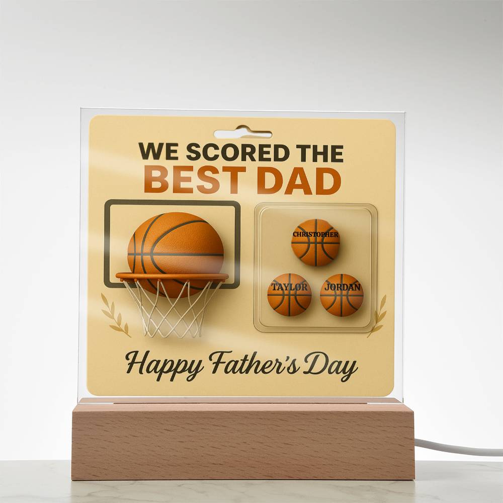 🏀We Scored The best Dad Action Figure - Acrylic Square LED Plaque