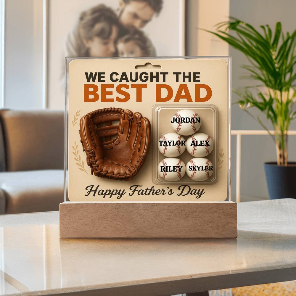 🧢 I caught the Best Dad Action Figure Acrylic LED Plaque