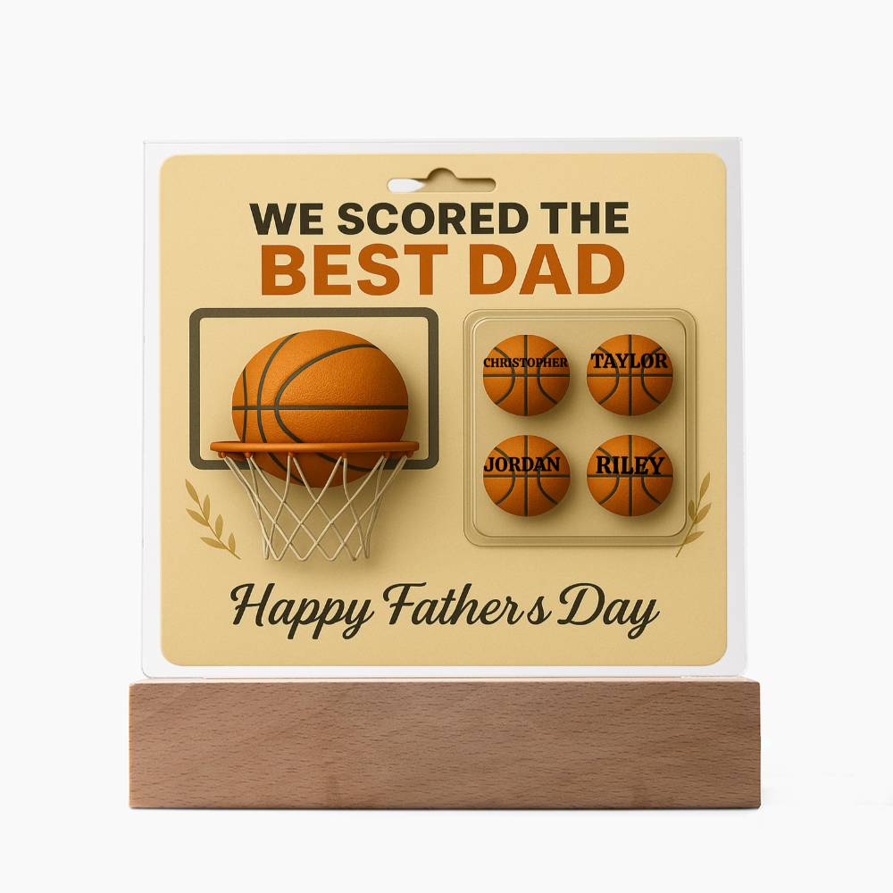 🏀We Scored The best Dad Action Figure - Acrylic Square LED Plaque