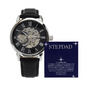 ⌚Stepdad- Openwork Watch with Mahogany Luxury LED Box