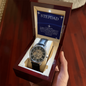 ⌚Stepdad- Openwork Watch with Mahogany Luxury LED Box