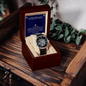 ⌚Stepdad- Openwork Watch with Mahogany Luxury LED Box