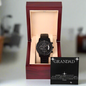 ⌚Granddad- Black Chronograph Watch with Mahogoany Luxury LED Box