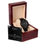 ⌚ DAD- Black Chronograph Watch with Mahogany Luxury LED Box