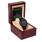 ⌚Stepdad- Black Chronograph Watch with Mahogany Luxury LED Box