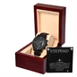 ⌚Stepdad- Black Chronograph Watch with Mahogany Luxury LED Box