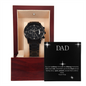 ⌚ DAD- Black Chronograph Watch with Mahogany Luxury LED Box