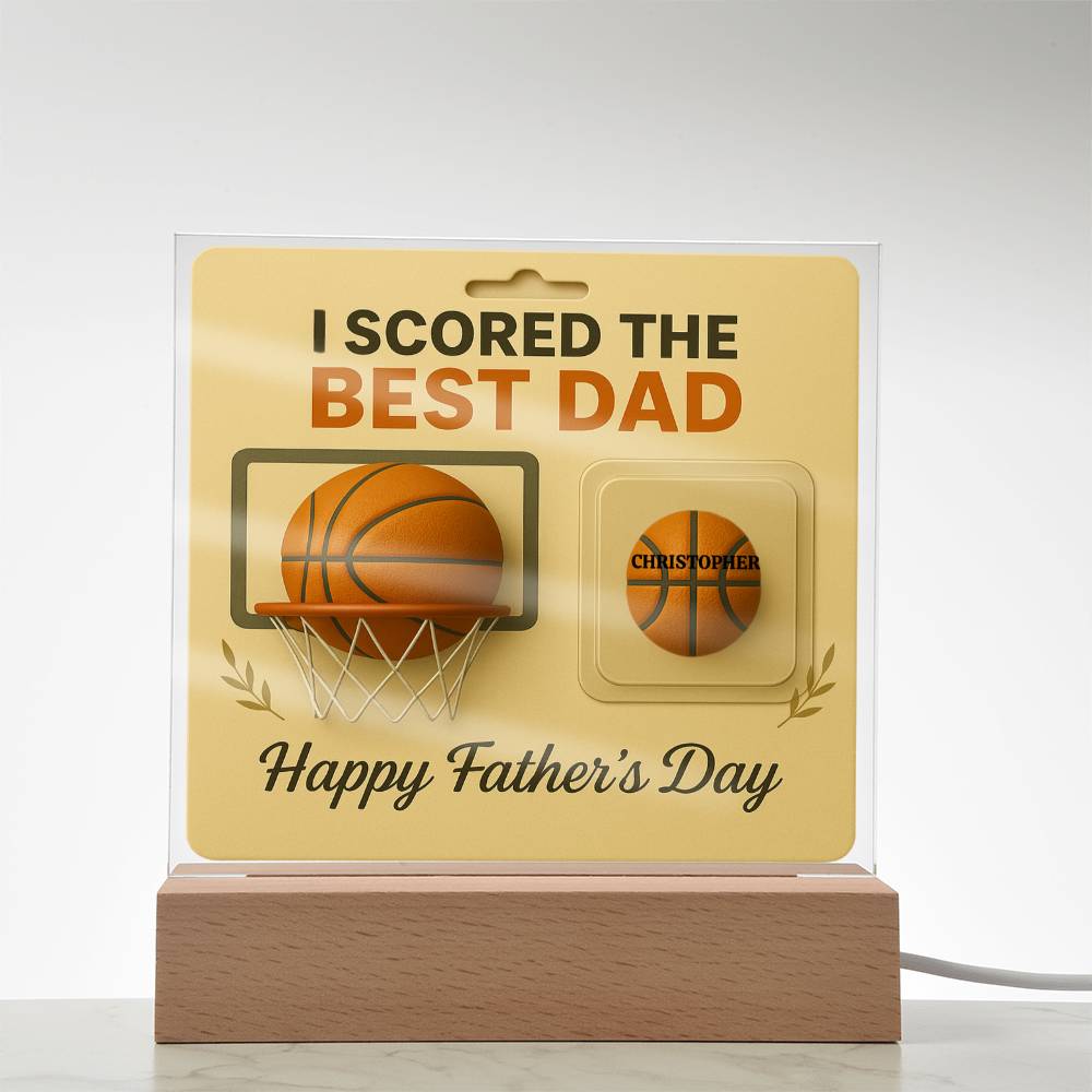 🏀We Scored The best Dad Action Figure - Acrylic Square LED Plaque