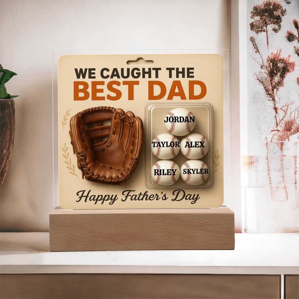 🧢 I caught the Best Dad Action Figure Acrylic LED Plaque