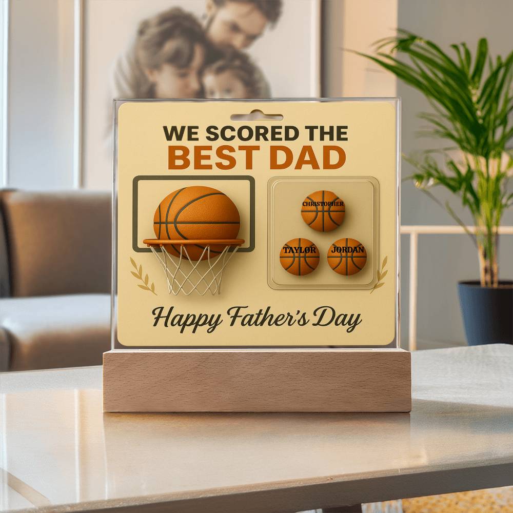 🏀We Scored The best Dad Action Figure - Acrylic Square LED Plaque