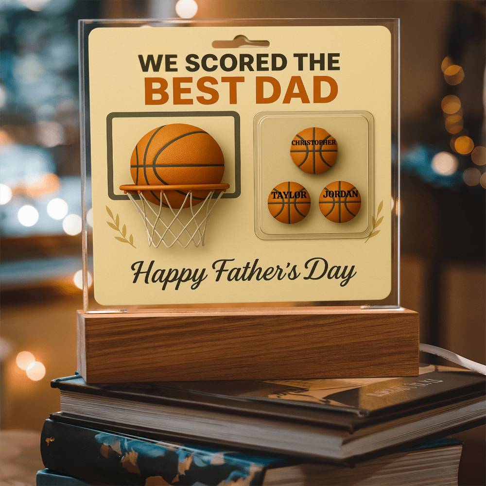🏀We Scored The best Dad Action Figure - Acrylic Square LED Plaque