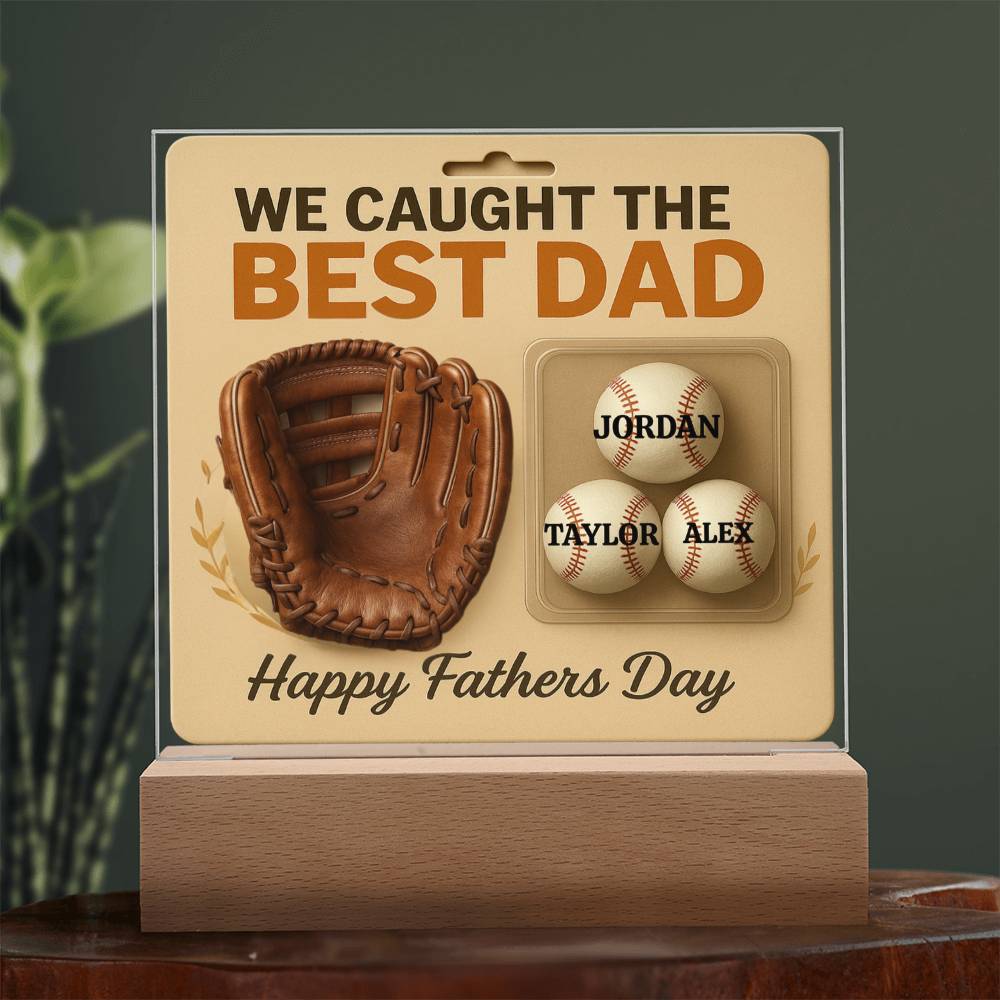 🧢 I caught the Best Dad Action Figure Acrylic LED Plaque
