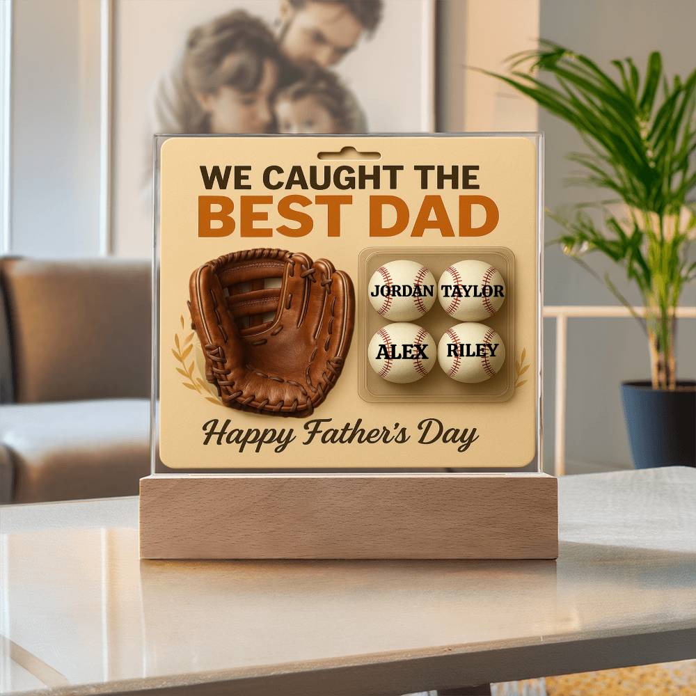 🧢 I caught the Best Dad Action Figure Acrylic LED Plaque